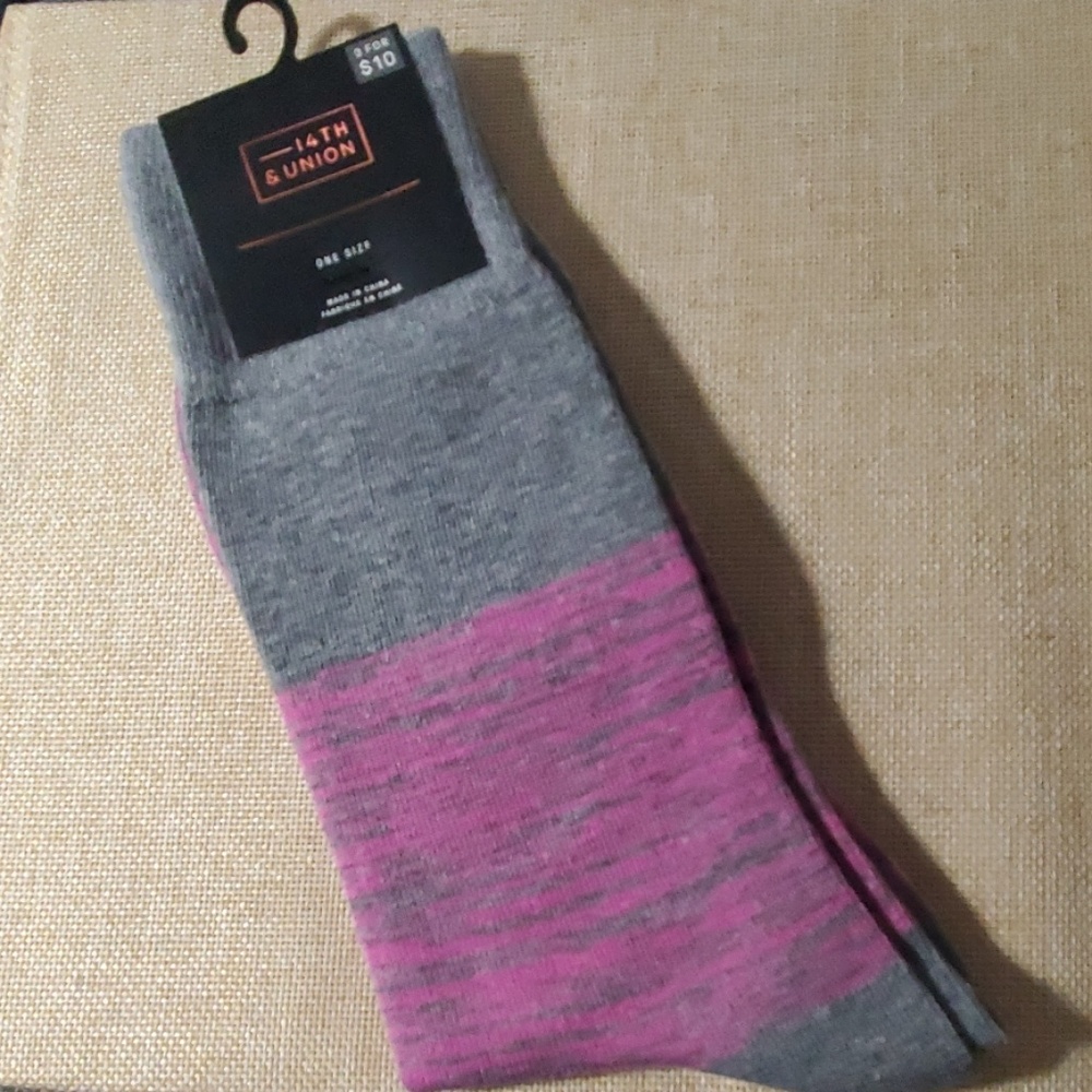 14th & Union Gray & Phlox Stripe Dress Socks